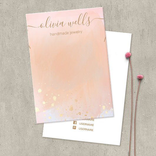 金ゴールド(ばちゃばちゃ)跳ねるテラコッタウォーターカラーネックレス 名刺