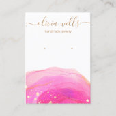 金ゴールド（ばちゃばちゃ）跳ねるピンクウォーターカラーイヤリングディスプレイB 名刺 (正面)