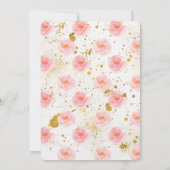 金ゴールド(ばちゃばちゃ)跳ねるピンクローズウォーターカラーブライダルシャワー 招待状 (裏面)