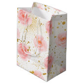 金ゴールド（ばちゃばちゃ）跳ねるピンクローズウォーター色 ミディアムペーパーバッグ (裏面アングル)