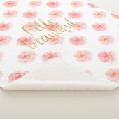 金ゴールド（ばちゃばちゃ）跳ねるピンクローゼハロービューティフル シェルパブランケット (3/4)