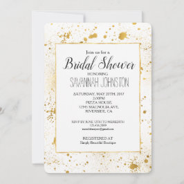 金ゴールド(ばちゃばちゃ)跳ねるブライダルシャワー 招待状