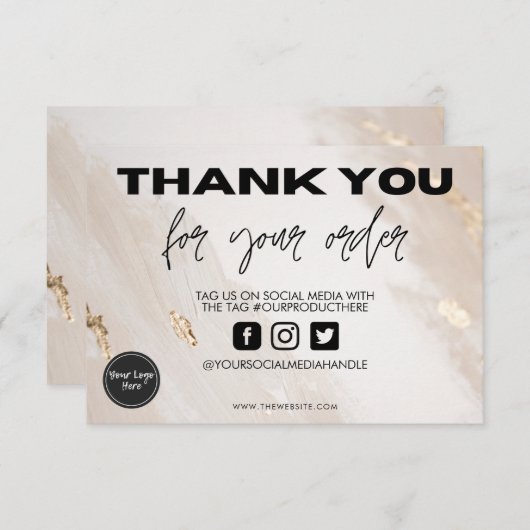 金ゴールド（ばちゃばちゃ）跳ねるベージュありがとうメディア挿入 (正面/裏面)