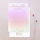 金ゴールド（ばちゃばちゃ）跳ねるレインボーウォーターカラーイヤリングディスプレイ 名刺