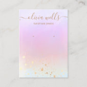 金ゴールド(ばちゃばちゃ)跳ねるレインボーウォーターカラーイヤリングディスプレイ 名刺 (正面)