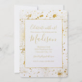 金ゴールド(ばちゃばちゃ)跳ねる 招待状 (正面)