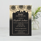 金ゴールド、ひまわり、グリッターブライダルシャワー 招待状 (スタンド正面)