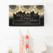 金ゴールド，ひまわり，グリッター結婚のバナー 横断幕 (インサイチュ)