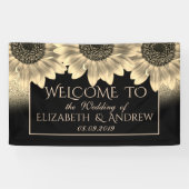 金ゴールド,ひまわり,グリッター結婚のバナー 横断幕 (横)