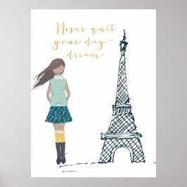 金ゴールド「やめNever Your  Daydream」引用文ポスター ポスター