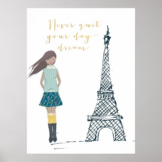 金ゴールド「やめNever Your Daydream」引用文ポスター ポスター (正面)