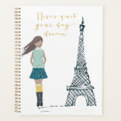 金ゴールド「やめNever Your Daydream」黒人女性 プランナー手帳 (正面)