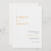 金ゴールド&アイボリーモダンミニマル結婚リスト 招待状 (正面/裏面)