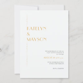 金ゴールド&アイボリーモダンミニマル結婚リスト 招待状