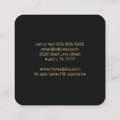 金ゴールド&アメジストロータスフラワーブラック スクエア名刺 (裏面)