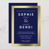 金ゴールド·アンド·ネイビー·フォ結婚イルの発表招待状 招待状 (正面/裏面)