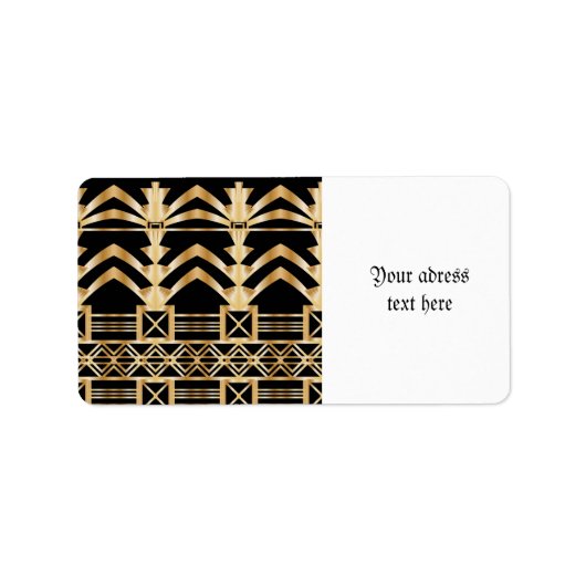 金ゴールド，アートデコ，新しい，ブラック，ヴィンテージ，パターン，シック ラベル (正面)