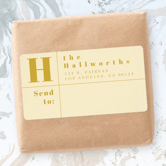 金ゴールド&アーモンドブモダンロックはっきりした差出人住所 ラベル