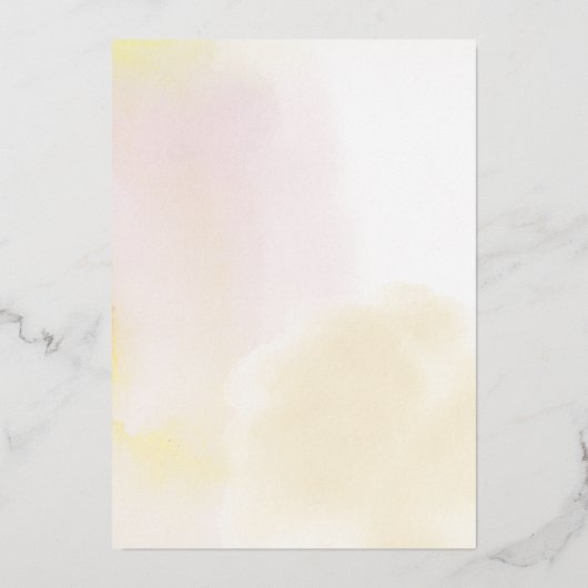 金ゴールド&イエローハート1歳の誕生日パーティー 箔招待状 (裏面)