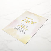 金ゴールド&イエローハート2歳の誕生日パーティー 箔招待状 (回転した状態)