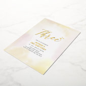 金ゴールド&イエローハート3歳の誕生日パーティー 箔招待状 (回転した状態)