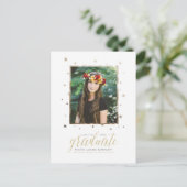 金ゴールド・イン・ザ・スターズ写真卒業はがき インビテーションポストカード (スタンド正面)