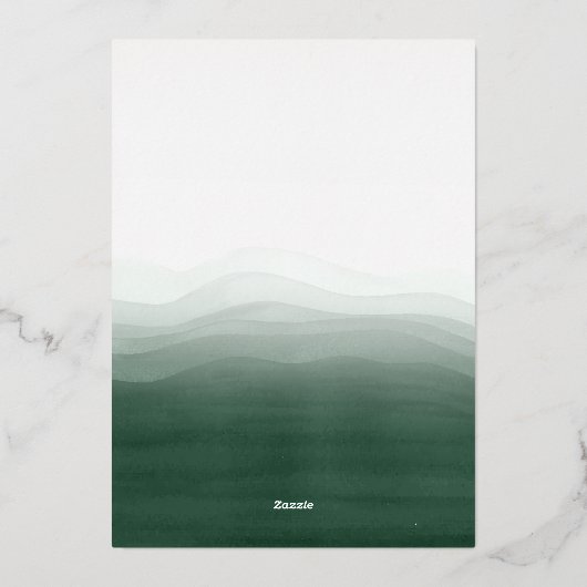 金ゴールド&エメラルドグリーンウォーターカラーサプライズ誕生日 箔招待状 (裏面)