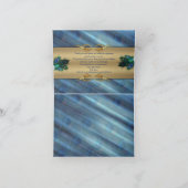 金ゴールド、エメラルドグリーンシルクの孔雀の羽 サンキューカード (内部)