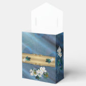 金ゴールド、エメラルドグリーンシルクの孔雀の羽 フェイバーボックス (オープン)