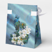 金ゴールド、エメラルドグリーンシルクの孔雀の羽 フェイバーボックス (裏面サイド)