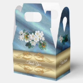 金ゴールド、エメラルドグリーンシルクの孔雀の羽 フェイバーボックス (オープン)