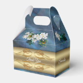 金ゴールド、エメラルドグリーンシルクの孔雀の羽 フェイバーボックス (裏面サイド)