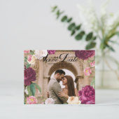 金ゴールド&エメラルドグリーン結婚フローラ 案内ポストカード (スタンド正面)