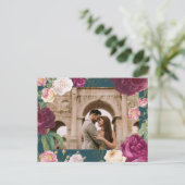 金ゴールド&エメラルドグリーン結婚フローラ 案内ポストカード (スタンド正面)