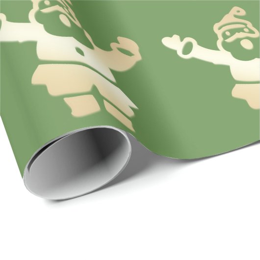 金ゴールド&エレガントグリーンサンタクロースのクリスマスパターン ラッピングペーパー (ロールコーナー)