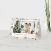 金ゴールド&エレガントシルバースノーフレークホリデーカード シーズンカード (正面)