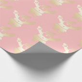 金ゴールド&エレガントピンクサンタクロースのクリスマスパターン ラッピングペーパー (角)