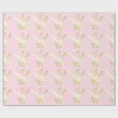 金ゴールド&エレガントピンクサンタクロースのクリスマスパターン ラッピングペーパー (フラット)