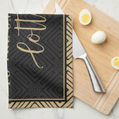 金ゴールド&エレガントブラッククラッシー私たちのコテージへようこそ キッチンタオル (四つ折り)