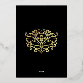 金ゴールド&エレガントブラックマスカレードスウィート16パーティー 箔招待状 (裏面)