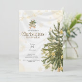 金ゴールド&エレガントホワイトクリスマスツリーホリデーパーティー 招待状 (スタンド正面)