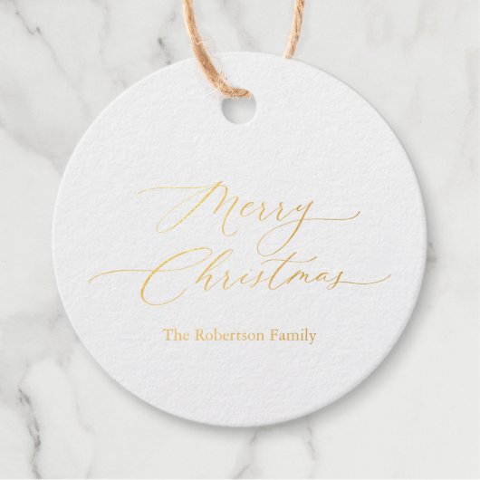 金ゴールド「エレガントメリークリスマス」ギフトラベル フェイバータグ (正面)