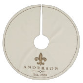 金ゴールド·エレガント(紋章の)フラ・ダ・リとTaupe|パーソナライズされた| ブラッシュドポリエステルツリースカート (正面)