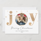 金ゴールド「エレガントJoy」オーナメントクリスマスファミリー写真 シーズンカード (正面)