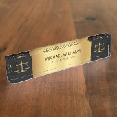 金ゴールド·オン·ブラエレガントック·オブ·ジャスティス·弁護士 デスクネームプレート (側面)