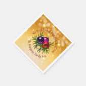 金ゴールド・カクテルに一致するクリスマスの名前を追加 スタンダードカクテルナプキン (角)