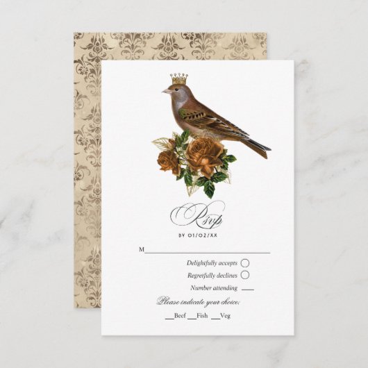 金ゴールド&カッパーヴィンテージシックキンセアニラ 出欠カード (正面/裏面)