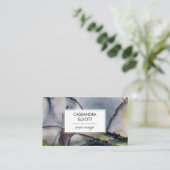 金ゴールド&カラフル抽象芸術アルコールインク液体アート 名刺 (スタンド正面)