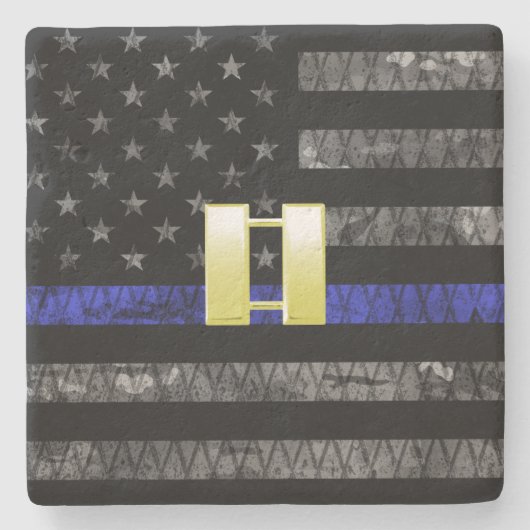 (金ゴールド)キャプテン細青動揺して線旗 ストーンコースター (正面)