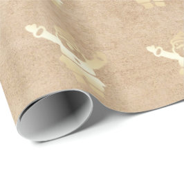 金ゴールド·クリスエレガントマス·サンタ·パターン ラッピングペーパー